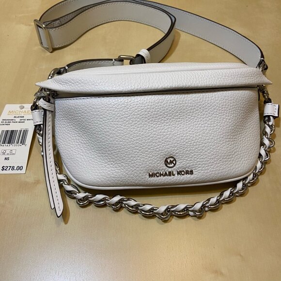 MICHAEL KORS Slater Belt Bag – Optic White Pebbled Leather - NWT - Picture 1 of 6